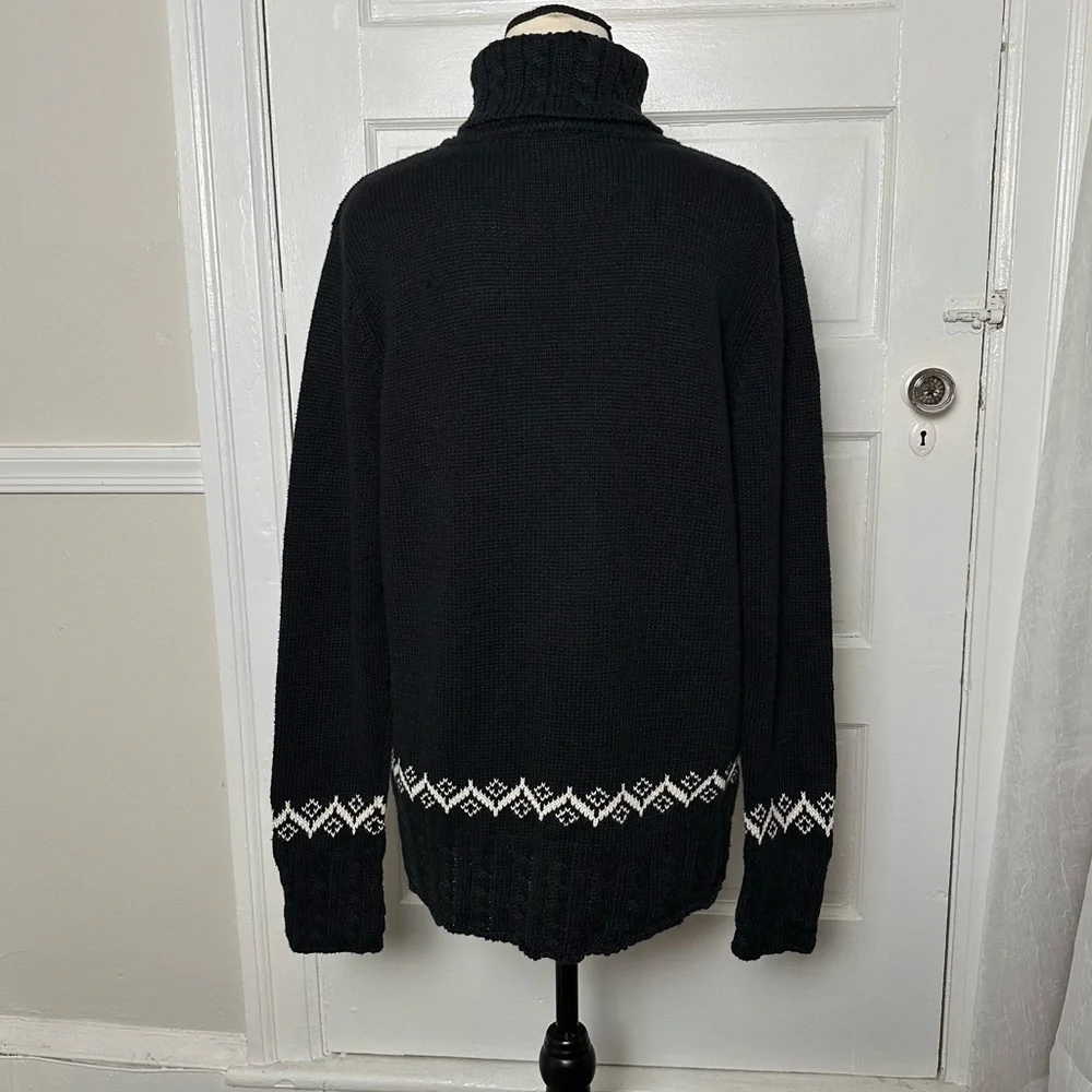 Northern Reflections‎ Vintage Black Turtleneck Sweater White Nordic Embroidered - Picture 4 of 16